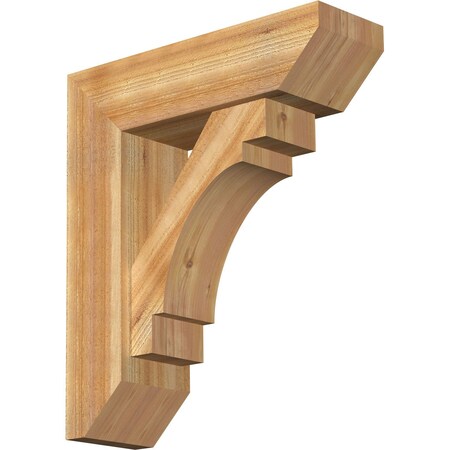 Ekena Millwork Merced Slat Rough Sawn Bracket w/ Offset Brace, Western Red Cedar, 8"W x 26"D x 30"H BKT0806X26X30MRC06RWR